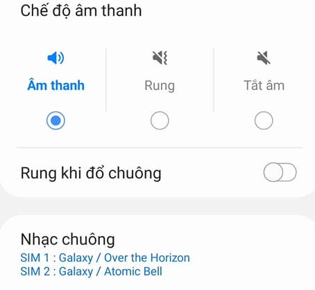 Chế độ âm thanh và nhạc chuông điện thoại Samsung