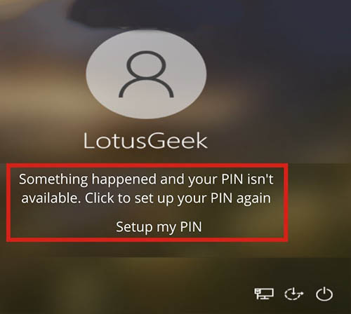 Something happened and your pin isn't available, click to setup your pin again