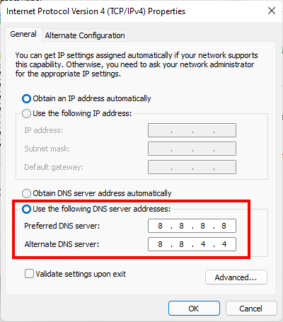 Thay đổi DNS trong Internet Protocol Version 4