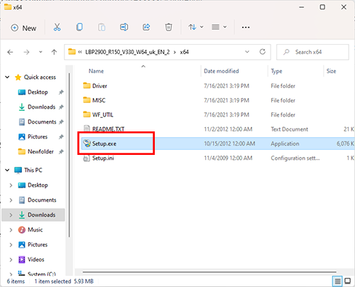 Mở file setup.exe để cài dặt driver máy in