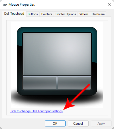 Click to change Dell Touchpad setting