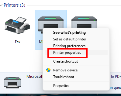 printer properties
