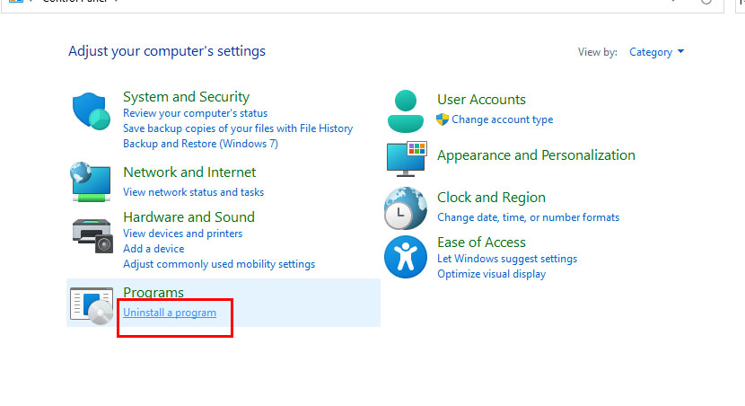 Gỡ cài đặt ứng dụng với phần mềm hệ thống windwos