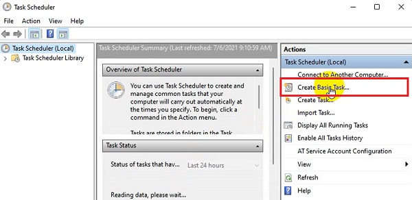 Create basic task trong  task scheduler