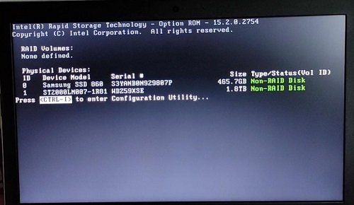 Sửa lỗi Intel matrix storage manager option rom