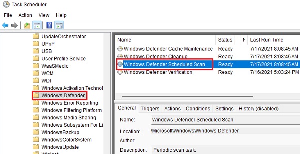 Thay đổi lịch chạy Windows Defender bằng task scheduler
