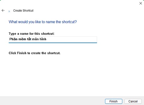 Đặt tên cho phần mềm tắt màn hình laptop