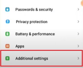 Cài đặt bổ sung Additional settings trên điện thoại xiaomi