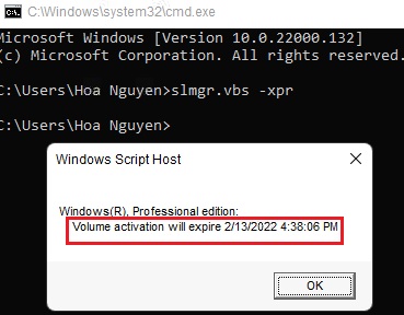 Kiểm tra hạn sử dụng key windows 11