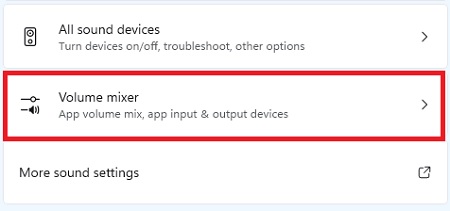 Volume Mixer trên windows 11