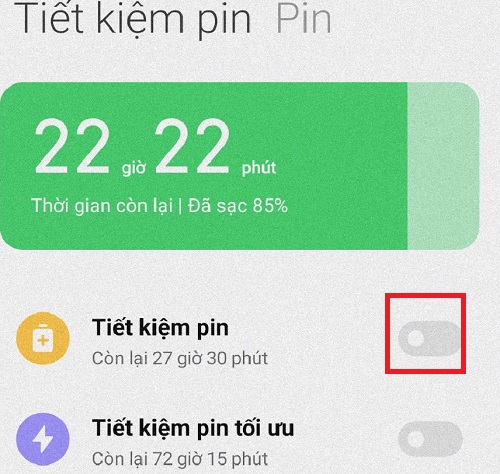 bật chế độ tiết kiệm pin điện thoại Xiaomi redmi note 10 pro