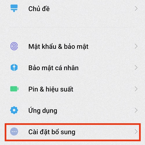 cài đặt bổ sung xiaomi