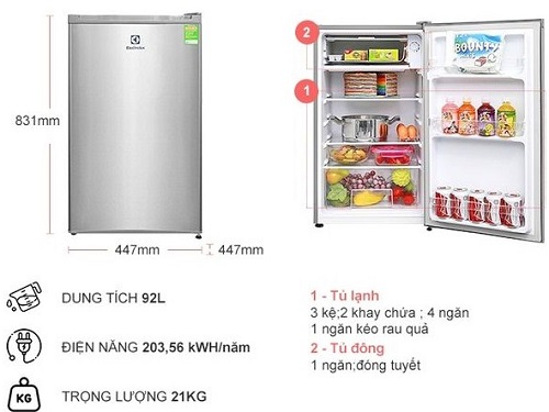 tủ lạnh mini elextrolux 92l