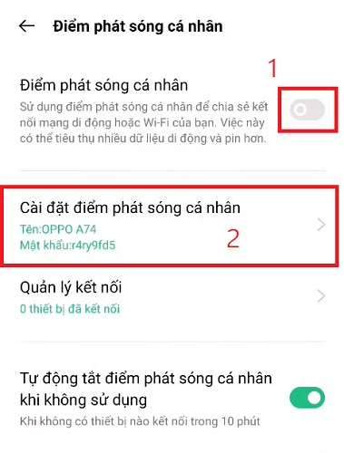 thiết lập mật khẩu và tên mạng